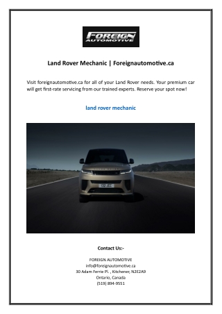 Land Rover Mechanic | Foreignautomotive.ca