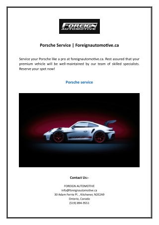 Porsche Service | Foreignautomotive.ca