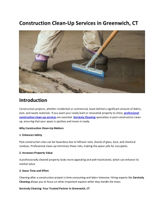 Construction Clean-Up Services in Greenwich, CT