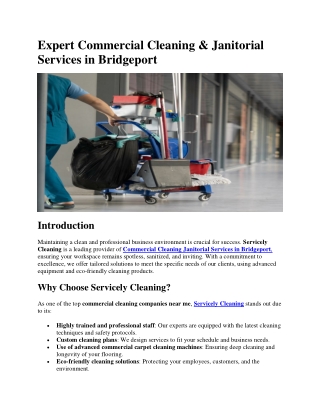 Expert Commercial Cleaning & Janitorial Services in Bridgeport