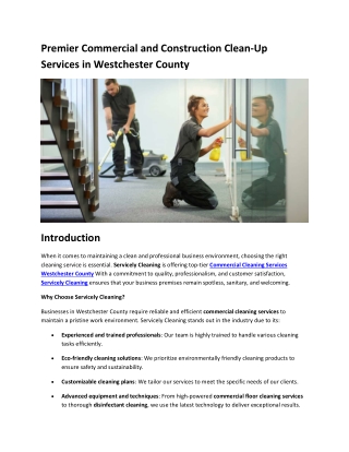 Premier Commercial and Construction Clean-Up Services in Westchester County