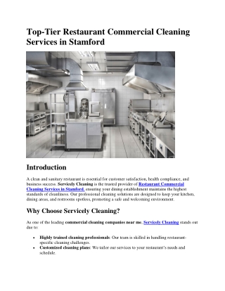 Top-Tier Restaurant Commercial Cleaning Services in Stamford