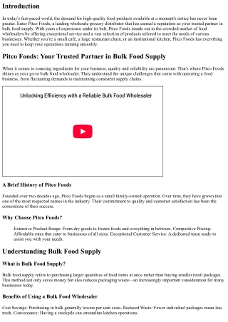 Pitco Foods: Your Trusted Partner in Bulk Food Supply