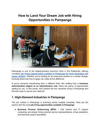 How to Land Your Dream Job with Hiring Opportunities in Pampanga