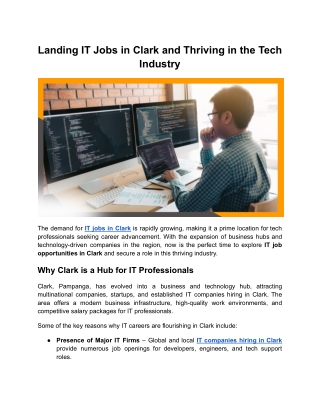 Landing IT Jobs in Clark and Thriving in the Tech Industry
