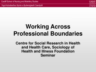 Working Across Professional Boundaries