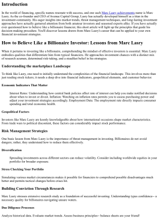 How to Think Like a Billionaire Financier: Lessons from Marc Lasry