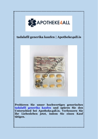 tadalafil generika kaufen  Apotheke4all is