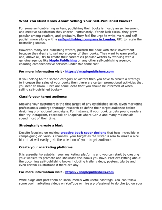 What You Must Know About Selling Your Self-Published Books