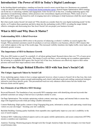 Discover the Magic Behind Effective SEO with San Jose's Social Cali