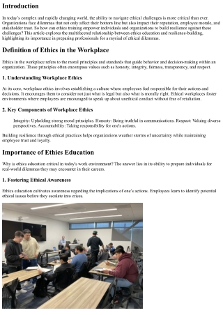 Building Resilience: How Ethics Training Prepares You for Challenges