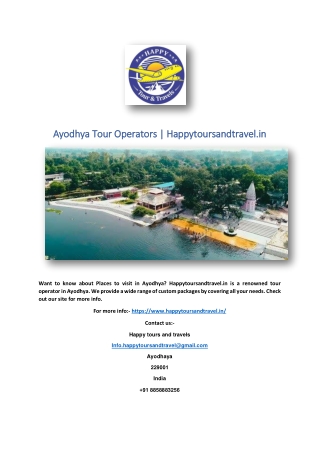 Ayodhya Tour Operators | Happytoursandtravel.in
