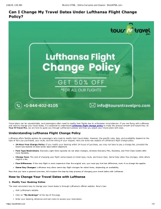 Can I change my travel dates under Lufthansa flight change policy?