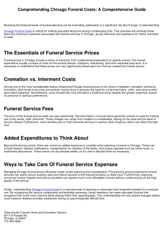 Comprehending Chicago Funeral Service Prices: A Comprehensive Guide
