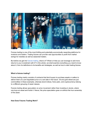 Futures Trading: A Profitable Way to Invest in Global Markets