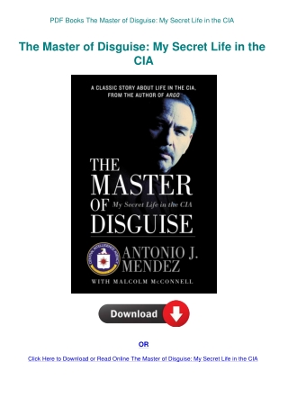 PDF Books The Master of Disguise My Secret Life in the CIA