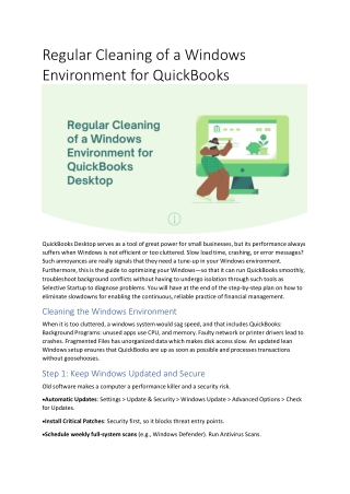 Regular Cleaning of a Windows Environment for QuickBooks Desktop