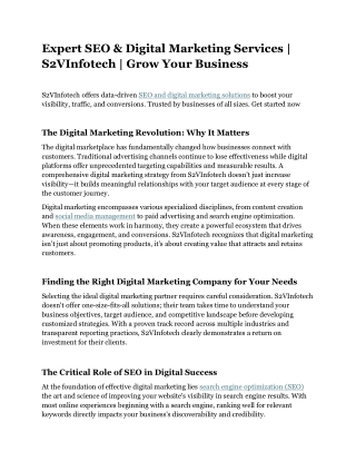 Expert SEO & Digital Marketing Services | S2VInfotech | Grow Your Business