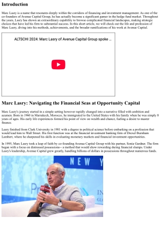 Marc Lasry: Browsing the Financial Seas at Avenue Capital