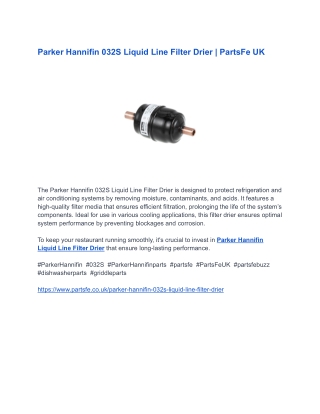 Parker Hannifin 032S Liquid Line Filter Drier _ PartsFe UK