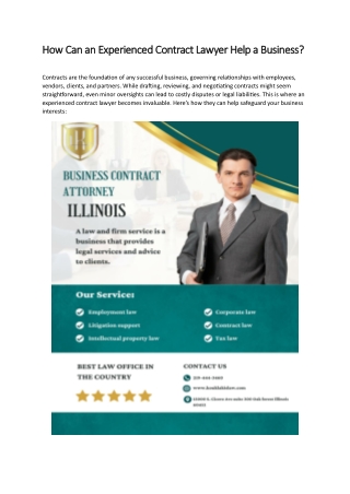 How Can an Experienced Contract Lawyer Help a Business