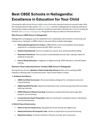 Best CBSE Schools in Nallagandla - Excellence in Education for Your Child