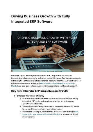 Driving Business Growth with Fully Integrated ERP Software