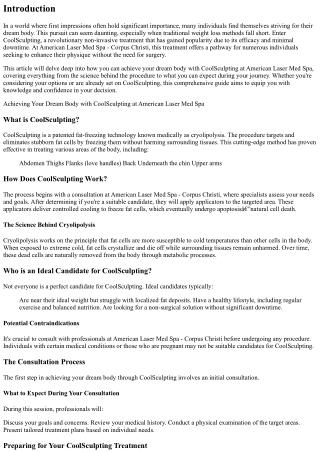Achieving Your Dream Body with CoolSculpting at American Laser Med Spa