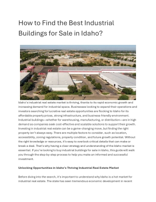 How to Find the Best Industrial Buildings for Sale in Idaho