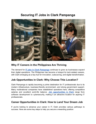 Securing IT Jobs in Clark Pampanga