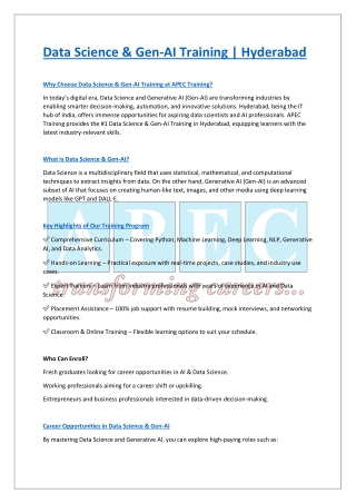 Data Science & Gen-AI Training Hyderabad