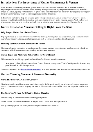 “Seasonal Gutter Maintenance Tips Every Vernon Homeowner Should Know”