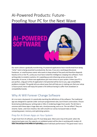 AI-Powered Products: Future-Proofing Your PC for the Next Wave of Software