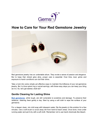 How to Care for Your Red Gemstone Jewelry