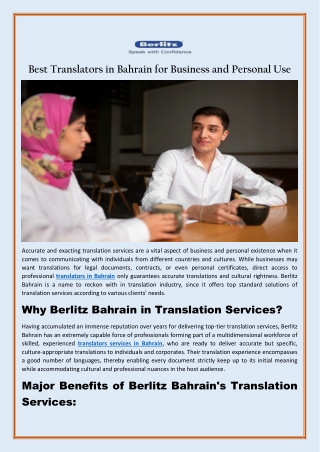 Best Translators in Bahrain for Business and Personal Use