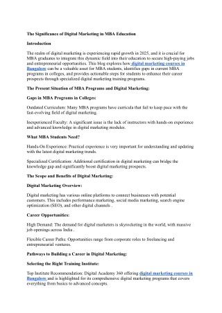 The Significance of Digital Marketing in MBA Education