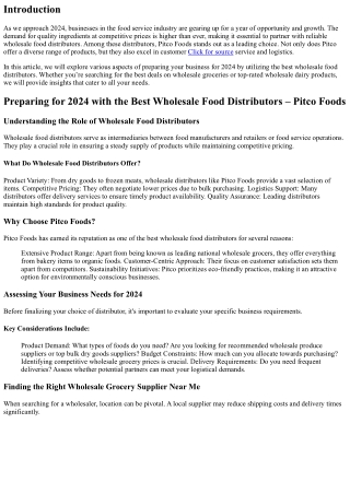 Preparing for 2024 with the Best Wholesale Food Distributors – Pitco Foods