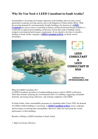 You Need A LEED Consultant in Saudi Arabia