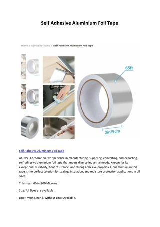 Self Adhesive Aluminium Foil Tape