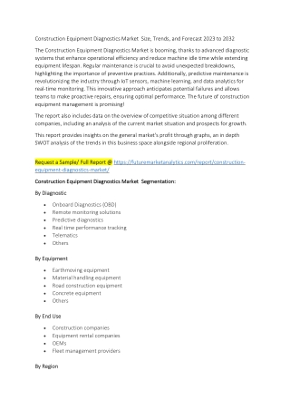 Construction Equipment Diagnostics Market  Size, Trends, and Forecast 2023 -2032