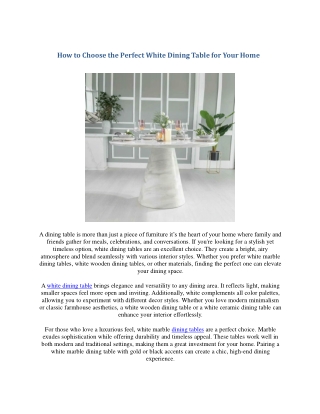 Why White Dining Tables Are the Perfect Choice for Any Home