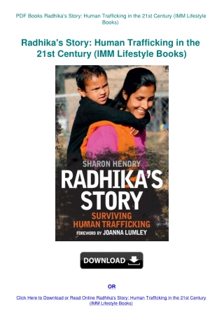 PDF Books Radhika's Story Human Trafficking in the 21st Century (IMM Lifestyle Books)