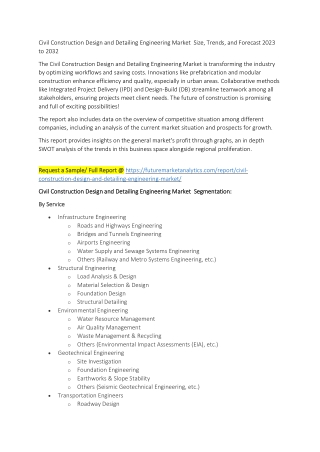 Civil Construction Design and Detailing Engineering Market  Size, Trends, and Fo