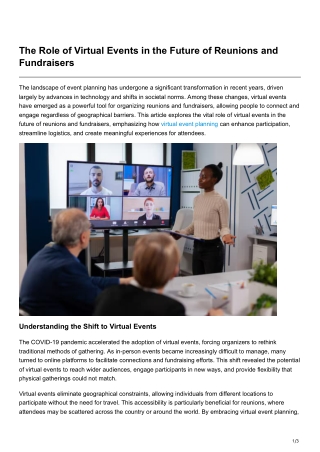 The Role of Virtual Events in the Future of Reunions and Fundraisers