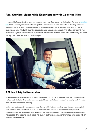 Real Stories Memorable Experiences with Coaches Hire