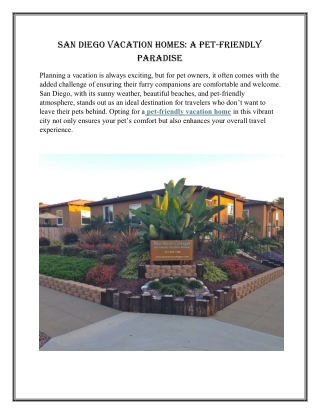 San Diego Vacation Homes