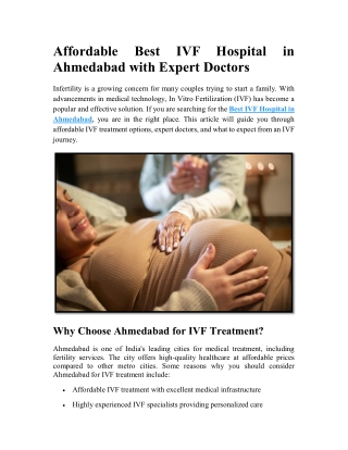 Affordable Best IVF Hospital in Ahmedabad