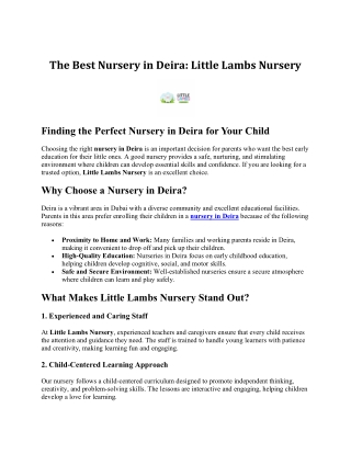 The Best Nursery in Deira - Little Lambs Nursery