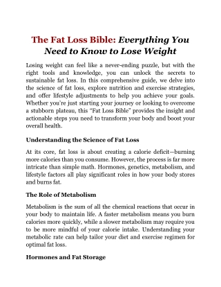 The Fat Loss Bible_ Everything You Need to Know to Lose Weight