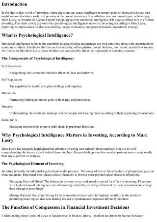 Why Emotional Intelligence Matters in Investing, According to Marc Lasry
